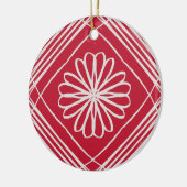 Red Boho Abstract Patroon met kerstboom Keramisch Ornament (Links)
