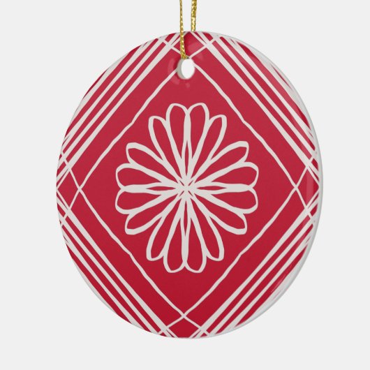 Red Boho Abstract Patroon met kerstboom Keramisch Ornament (Links)