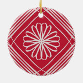 Red Boho Abstract Patroon met kerstboom Keramisch Ornament (Achterkant)