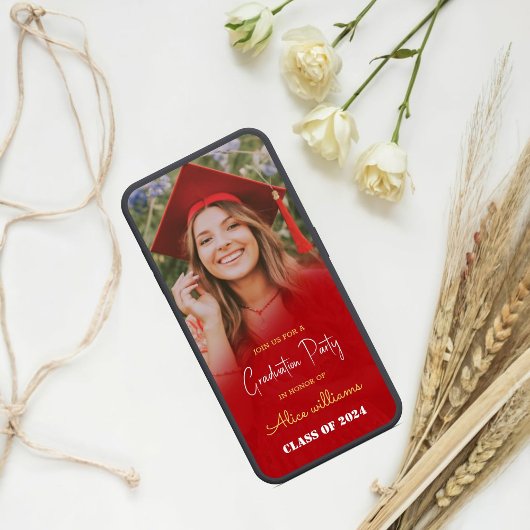 Red Boho Afstuderen klasse van 2024 Kaart