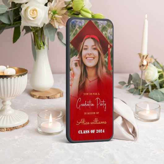 Red Boho Afstuderen klasse van 2024 Kaart