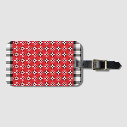 Red Boho Bandana Print Bagagelabel (Voorkant (horizontaal))