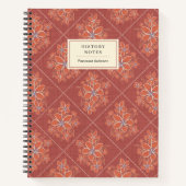 Red Boho Chic Linen Textured Floral College Custom Notitieboek (Voorkant)