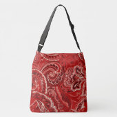 Red Boho Chic Retro Hippy Paisley Bandanna Crossbody Tas (Achterkant)