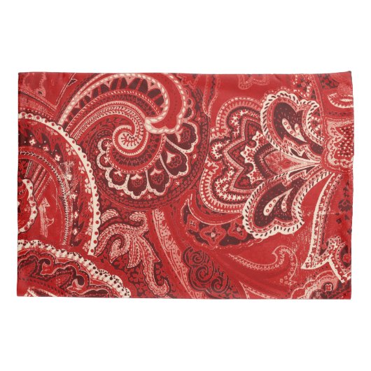Red Boho Chic Retro Hippy Paisley Bandanna Kussensloop (Achterkant)