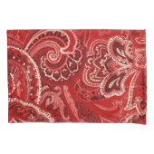 Red Boho Chic Retro Hippy Paisley Bandanna Kussensloop (Voorkant)