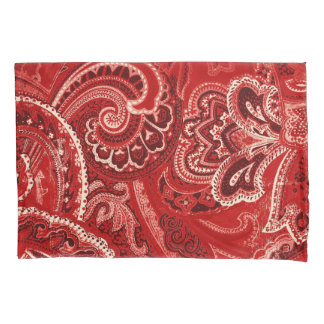 Red Boho Chic Retro Hippy Paisley Bandanna Kussensloop