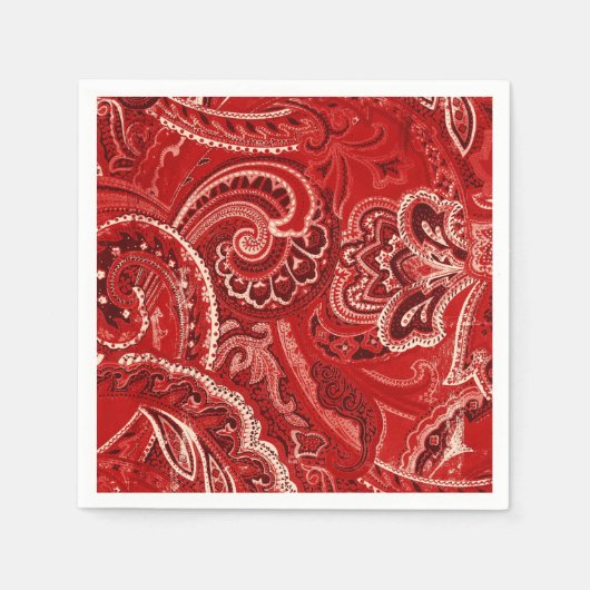 Red Boho Chic Retro Hippy Paisley Bandanna Servetten (Voorkant)