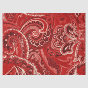 Red Boho Chic Retro Hippy Paisley Bandanna Tissuepapier