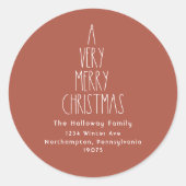 Red Boho een heel prettige kerstenvelop Ronde Sticker (Voorkant)