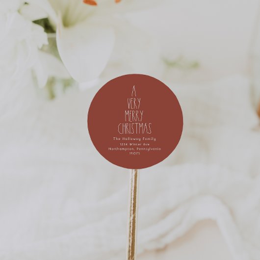 Red Boho een heel prettige kerstenvelop Ronde Sticker