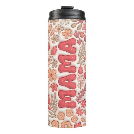 Red Boho Floral Mama Thermosbeker (Voorkant)