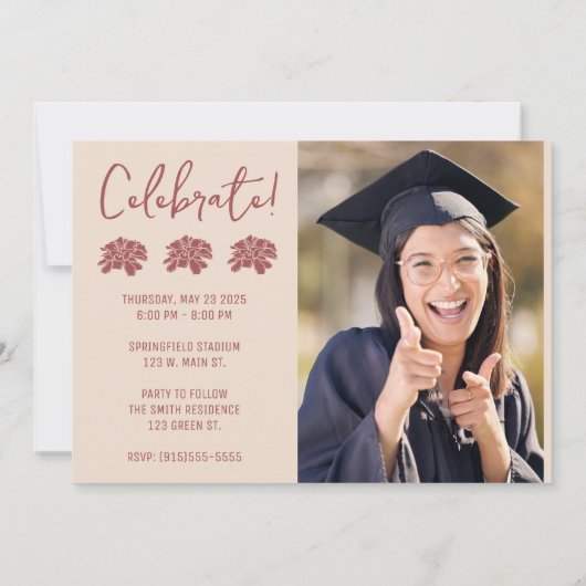 Red Boho Foto Kaart (Achterkant)