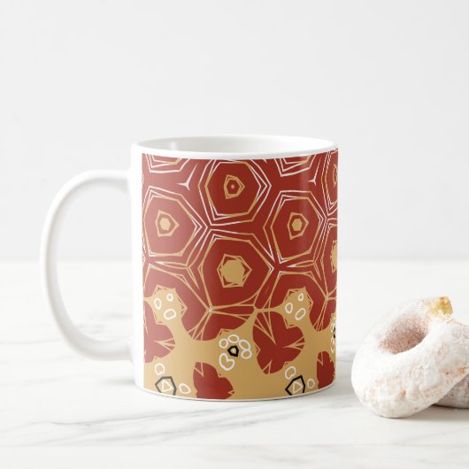 Red Boho Geometric Abstract 2 Koffiemok (Met donut)