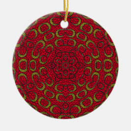 Red Boho Mandala Geometrische Rosette Retro Hippie Keramisch Ornament