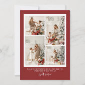 Red Boho Oval Foto Kerstmis Feestdagenkaart (Achterkant)