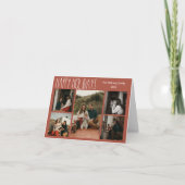 Red Boho Polka Dot Folded Five-Photo Feestdagen Kaart (Voorkant)