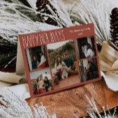 Red Boho Polka Dot Folded Five-Photo Feestdagen Kaart