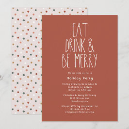 Red Boho Polka Dot Kerstmis Drink zijn Merry Kaart