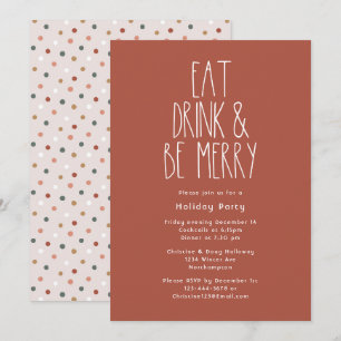 Red Boho Polka Dot Kerstmis Drink zijn Merry Kaart