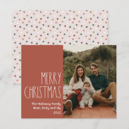 Red Boho Polka Dot Kerstmis Enige Foto Feestdagenkaart