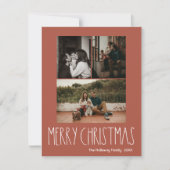 Red Boho Polka Dot Kerstmis Verticaal 3 Foto Feestdagenkaart (Voorkant)