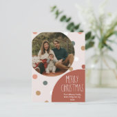 Red Boho Polka Dot Kerstmis Verticale Single Photo Feestdagenkaart (Staand voorkant)