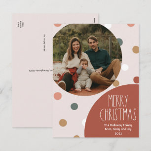 Red Boho Polka Dot Kerstmis Verticale Single Photo Feestdagenkaart