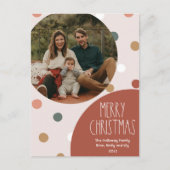 Red Boho Polka Dot Kerstmis Verticale Single Photo Feestdagenkaart (Voorkant)