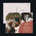 Red Boho Polka Dot Prettige feestdagen drie foto<br><div class="desc">Deze rode boho polka stip prettige feestdagen drie fotovakantie-briefkaart is perfect voor je moderne bohemische boerderij-geïnspireerde vakantiegroet. Het klassieke rustige, maar delicate, handgetekende lettertype geeft het een oorvolle blik, terwijl het schattig en eenvoudig blijft. De polka stippen komen in de aardtoon van rood, sage groen, wazige roze, terracotta, roest, en...</div>