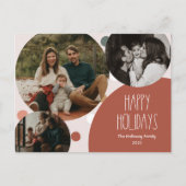 Red Boho Polka Dot Prettige feestdagen drie foto (Voorkant)