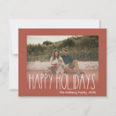 Red Boho Polka Dot Prettige feestdagen Faded Foto Feestdagenkaart (Voorkant)