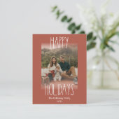 Red Boho Polka Dot Vertical Faded Foto Feestdagenkaart (Staand voorkant)