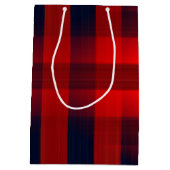 Red Bokeh Buffalo Plaid Merry Christmas Medium Cadeauzakje (Achterkant)