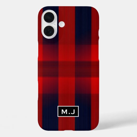 Red Bokeh Buffalo Plaid Monogram Case-Mate iPhone Case (Achterkant)