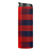 Red Bokeh Buffalo Plaid Monogram Thermosbeker (Geroteerd rechts)
