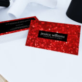 Red Bokeh Glitter & Sparkles Black Accents Visitekaartje