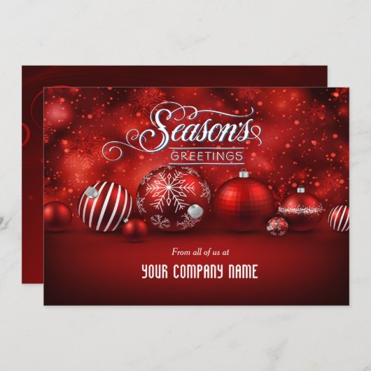 Red Bokeh Sparkle Elegance Corporate Feestdagenkaart (Voorkant / Achterkant)
