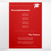 Red Bold AFSTUDEREN Letters en Pet Afstuderen Drieluik Aankondiging (Binnenkant midden)