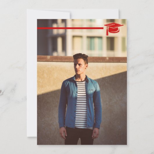 Red Bold AFSTUDEREN Letters en Pet Afstuderen Kaart (Achterkant)