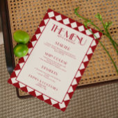 Red Bold Funky Retro Checkerboard Wedding Menu