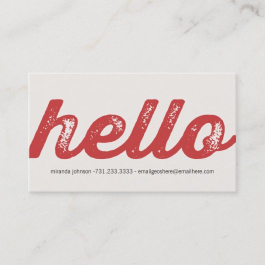 Red Bold Hallo Design Calling Cards Contactkaartje (Voorkant)