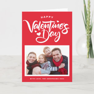 Red Bold Modern Calligraphy Photo Valentijnsdag Feestdagen Kaart