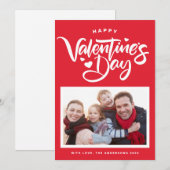 Red Bold Modern Calligraphy Photo Valentijnsdag Feestdagenkaart (Voorkant / Achterkant)