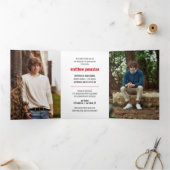 Red Bold & Modern Photo Afstuderen Drieluik Uitnodiging (Binnen)