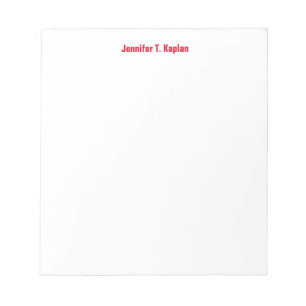 Red Bold Name Plain Simple Professional Modern Notitieblok