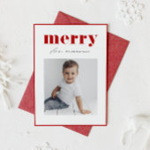 Red Bold Retro Vrolijk Typografie Foto Kerst Feestdagen Kaart