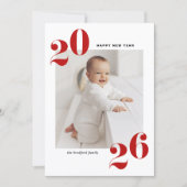 Red Bold Typography 2025 Nieuwjaarsfoto Feestdagenkaart (Voorkant)