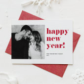 Red Bold Typography Foto Gelukkig Nieuwjaar 2025 Feestdagen Kaart