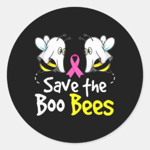 Red Boo Bijen Leuk Borstkanker Bewustzijn Hallowee Ronde Sticker
